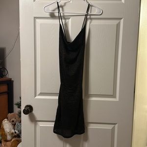 Black midi love culture dress! Size sm, gold sparkles, drop chest
